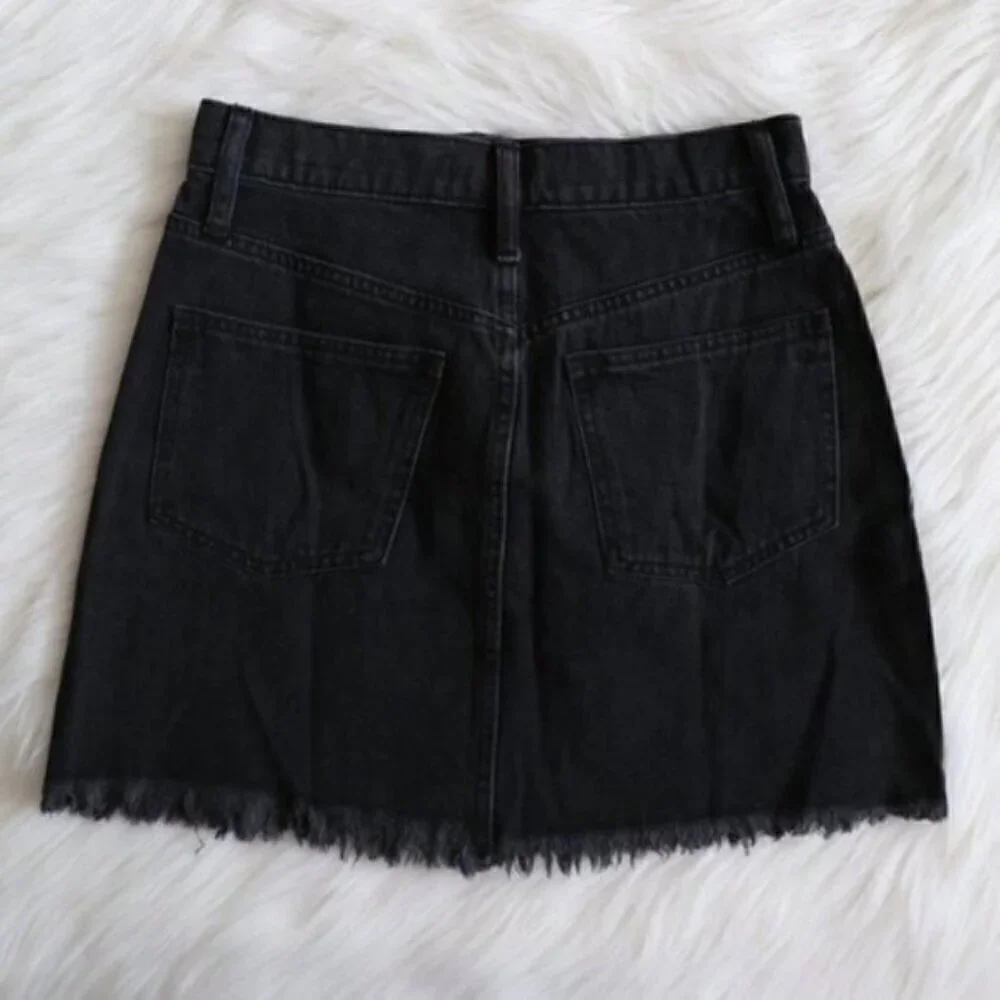 NWT Madewell Black Jean Mini Skirt Size 26 High Rise A Line